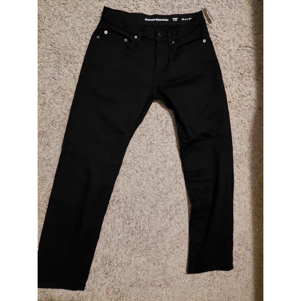 Men's Amazon Essential Straight Black Jeans 28x28 NWT